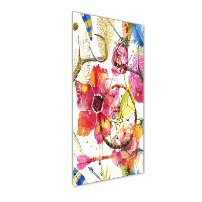 Quadro in vetro verticale Fiori in stile boho
