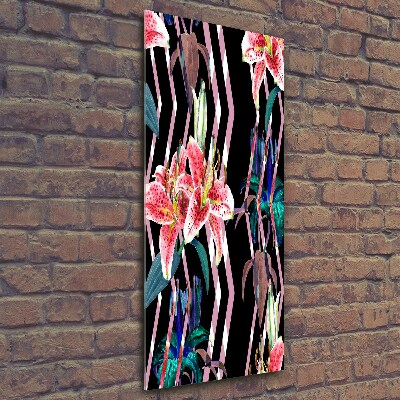 Quadro di vetro verticale Sfondo di gigli