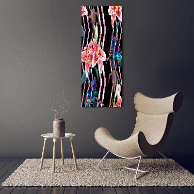Quadro di vetro verticale Sfondo di gigli