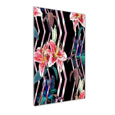 Quadro di vetro verticale Sfondo di gigli