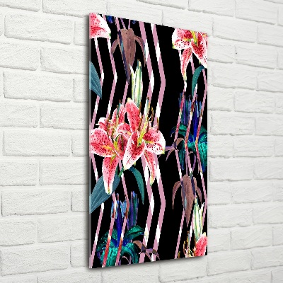 Quadro di vetro verticale Sfondo di gigli