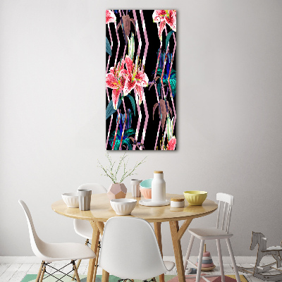 Quadro di vetro verticale Sfondo di gigli