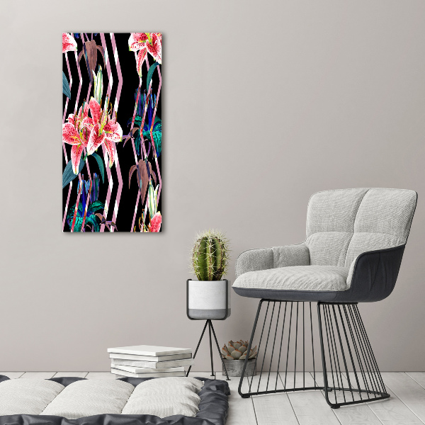 Quadro di vetro verticale Sfondo di gigli