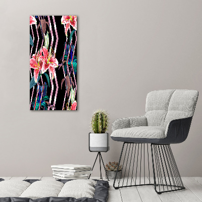 Quadro di vetro verticale Sfondo di gigli