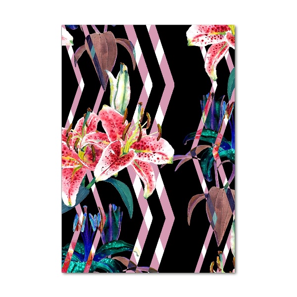 Quadro di vetro verticale Sfondo di gigli