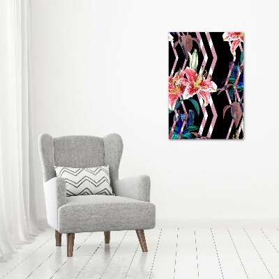 Quadro di vetro verticale Sfondo di gigli