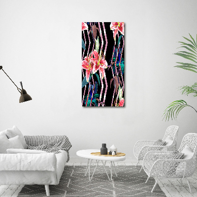 Quadro di vetro verticale Sfondo di gigli