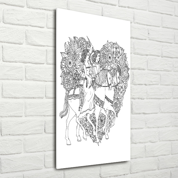 Quadro stampa su vetro verticale Donna e uomo