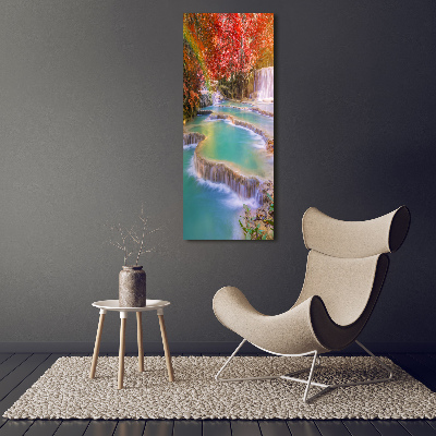 Quadro vetro verticale Cascata in autunno