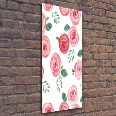 Quadro vetro verticale Rose rosa