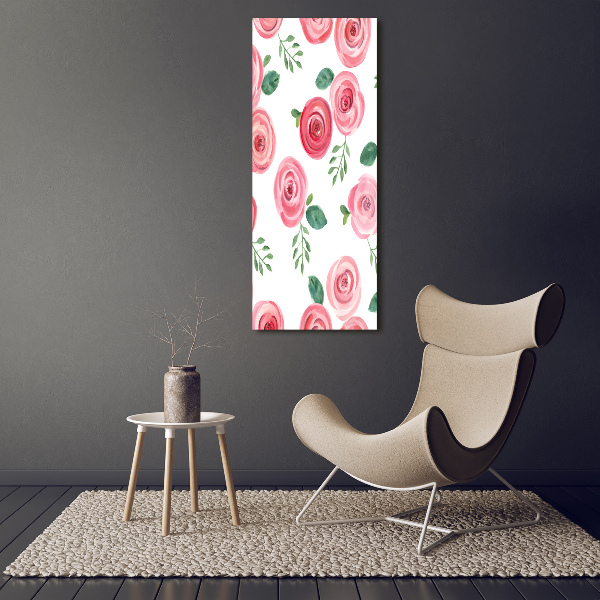 Quadro vetro verticale Rose rosa