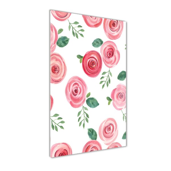 Quadro vetro verticale Rose rosa
