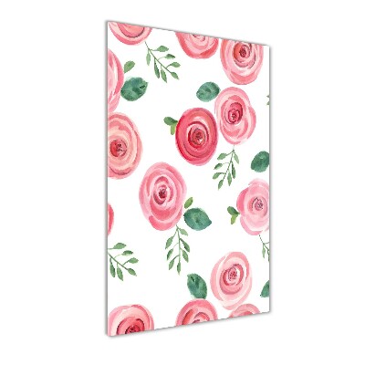 Quadro vetro verticale Rose rosa