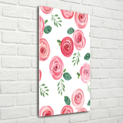 Quadro vetro verticale Rose rosa