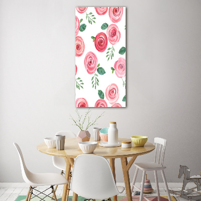 Quadro vetro verticale Rose rosa