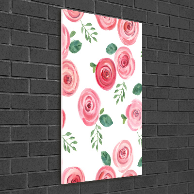 Quadro vetro verticale Rose rosa