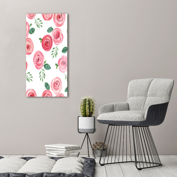 Quadro vetro verticale Rose rosa
