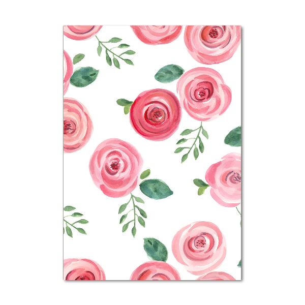 Quadro vetro verticale Rose rosa