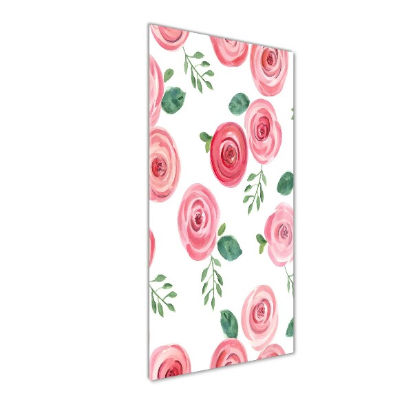 Quadro vetro verticale Rose rosa
