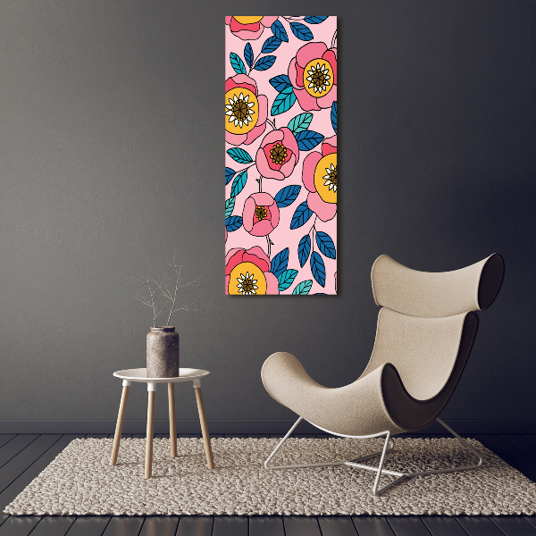 Quadro di vetro verticale Fiori colorati