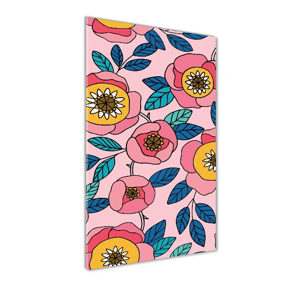 Quadro di vetro verticale Fiori colorati