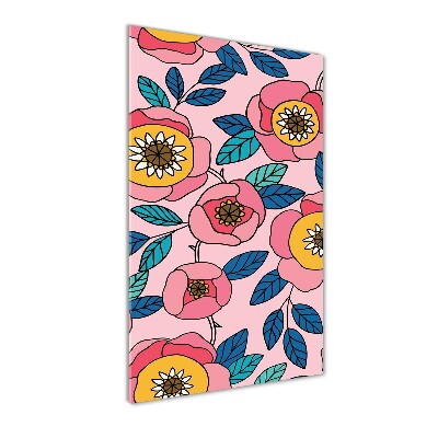 Quadro di vetro verticale Fiori colorati