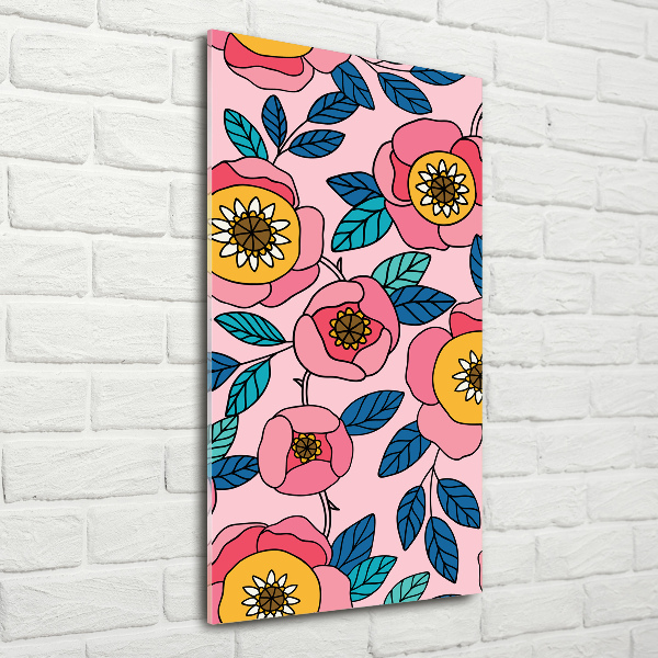 Quadro di vetro verticale Fiori colorati
