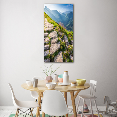Quadro di vetro verticale Sentiero di montagna