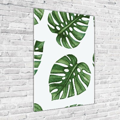 Quadro in vetro verticale Monstera