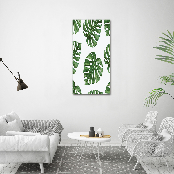 Quadro in vetro verticale Monstera