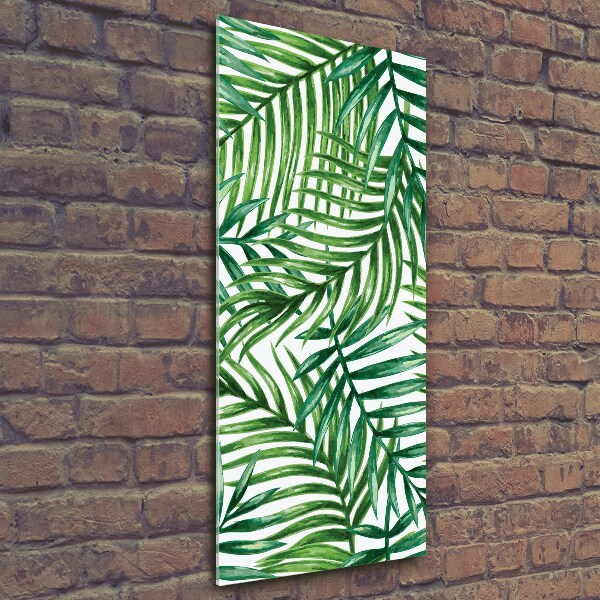 Quadro di vetro verticale Foglie di palma