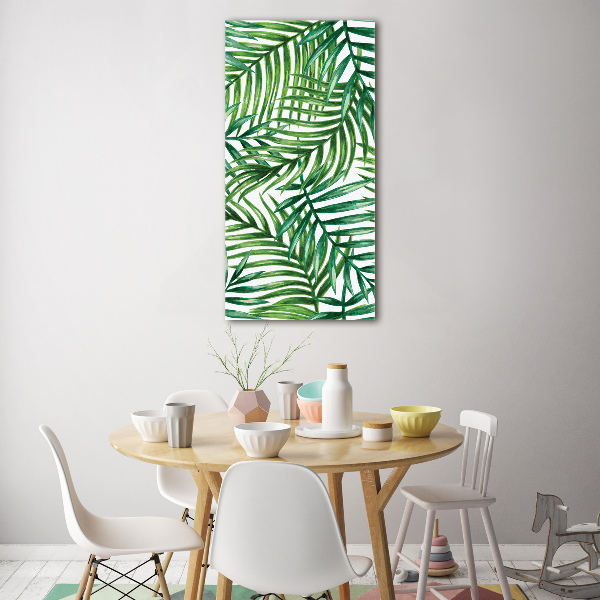 Quadro di vetro verticale Foglie di palma