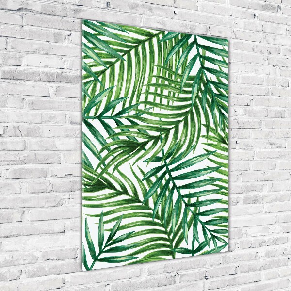 Quadro di vetro verticale Foglie di palma