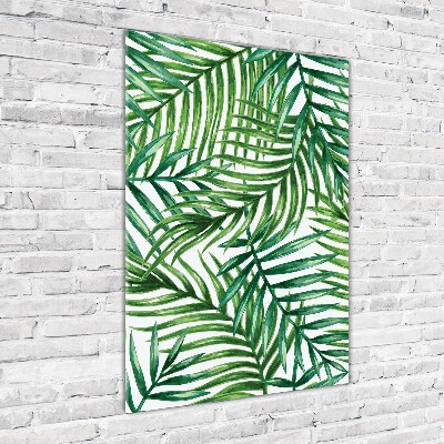 Quadro di vetro verticale Foglie di palma