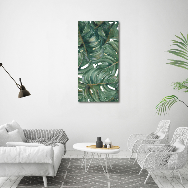 Quadro stampa su vetro verticale Monstera