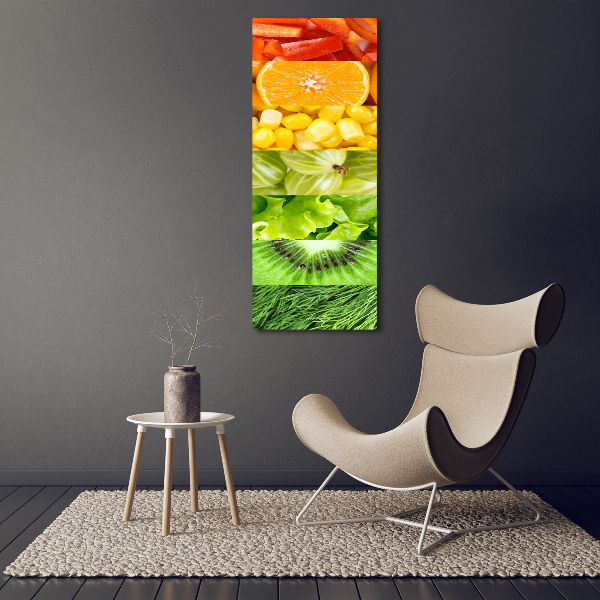 Quadro vetro verticale Frutta e verdura