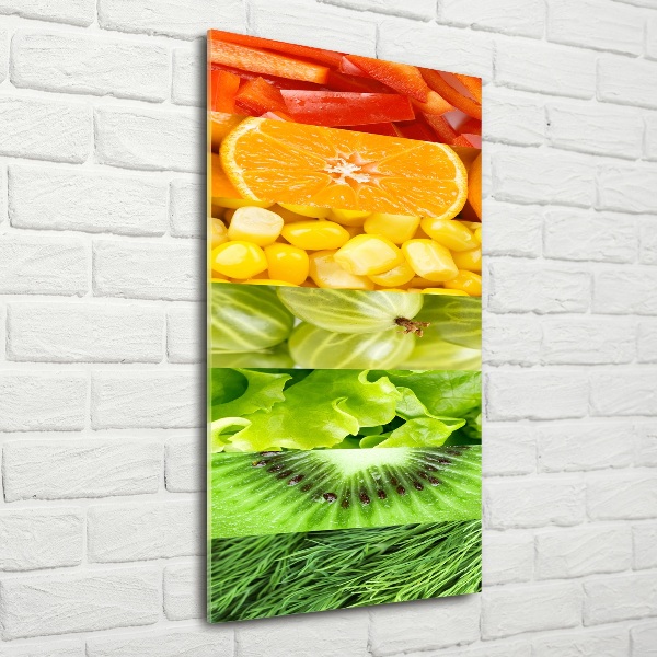 Quadro vetro verticale Frutta e verdura