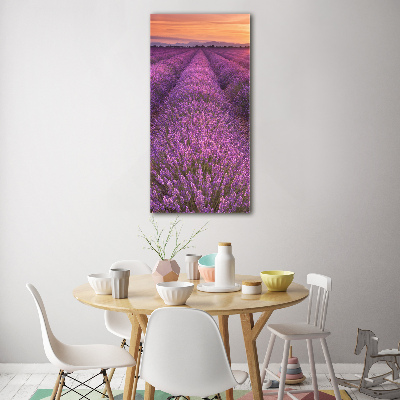 Quadro in vetro verticale Campo di lavanda