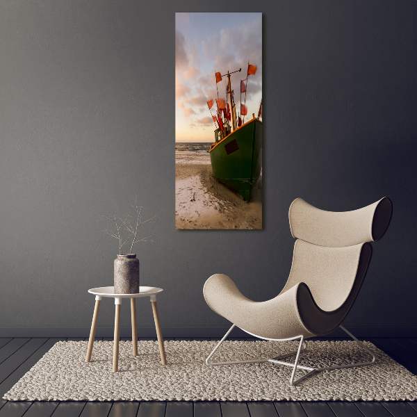 Quadro stampa su vetro verticale Barca da pesca