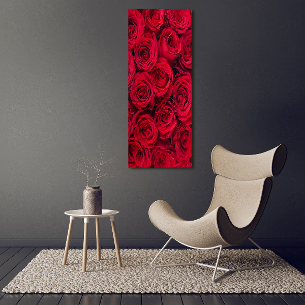 Quadro di vetro verticale Rosa rossa