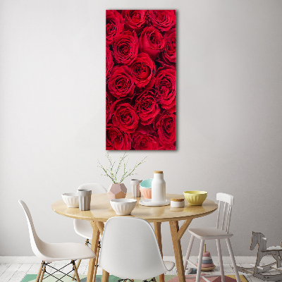 Quadro di vetro verticale Rosa rossa
