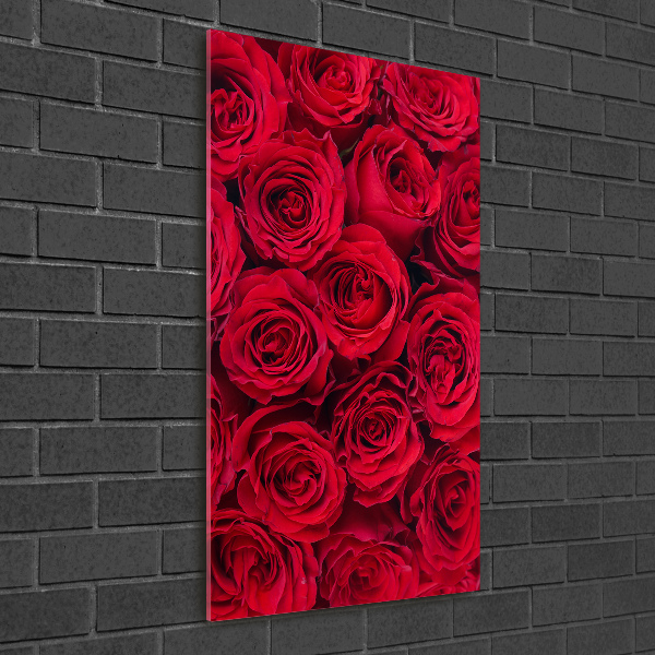 Quadro di vetro verticale Rosa rossa