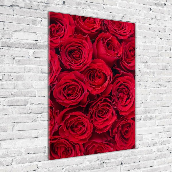 Quadro di vetro verticale Rosa rossa