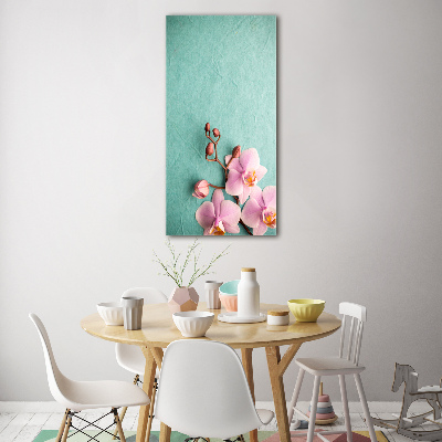 Quadro stampa su vetro verticale Orchidea rosa