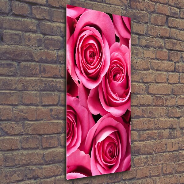 Quadro in vetro verticale Rose rosa