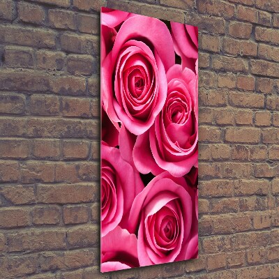 Quadro in vetro verticale Rose rosa
