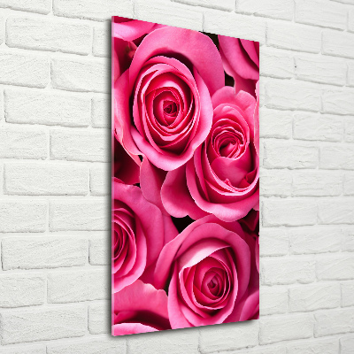 Quadro in vetro verticale Rose rosa