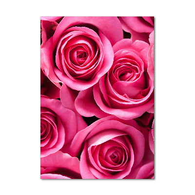 Quadro in vetro verticale Rose rosa