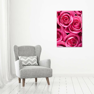 Quadro in vetro verticale Rose rosa