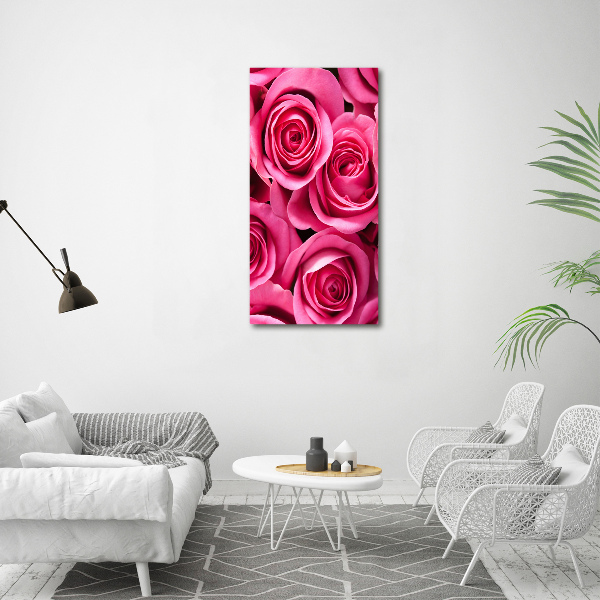 Quadro in vetro verticale Rose rosa